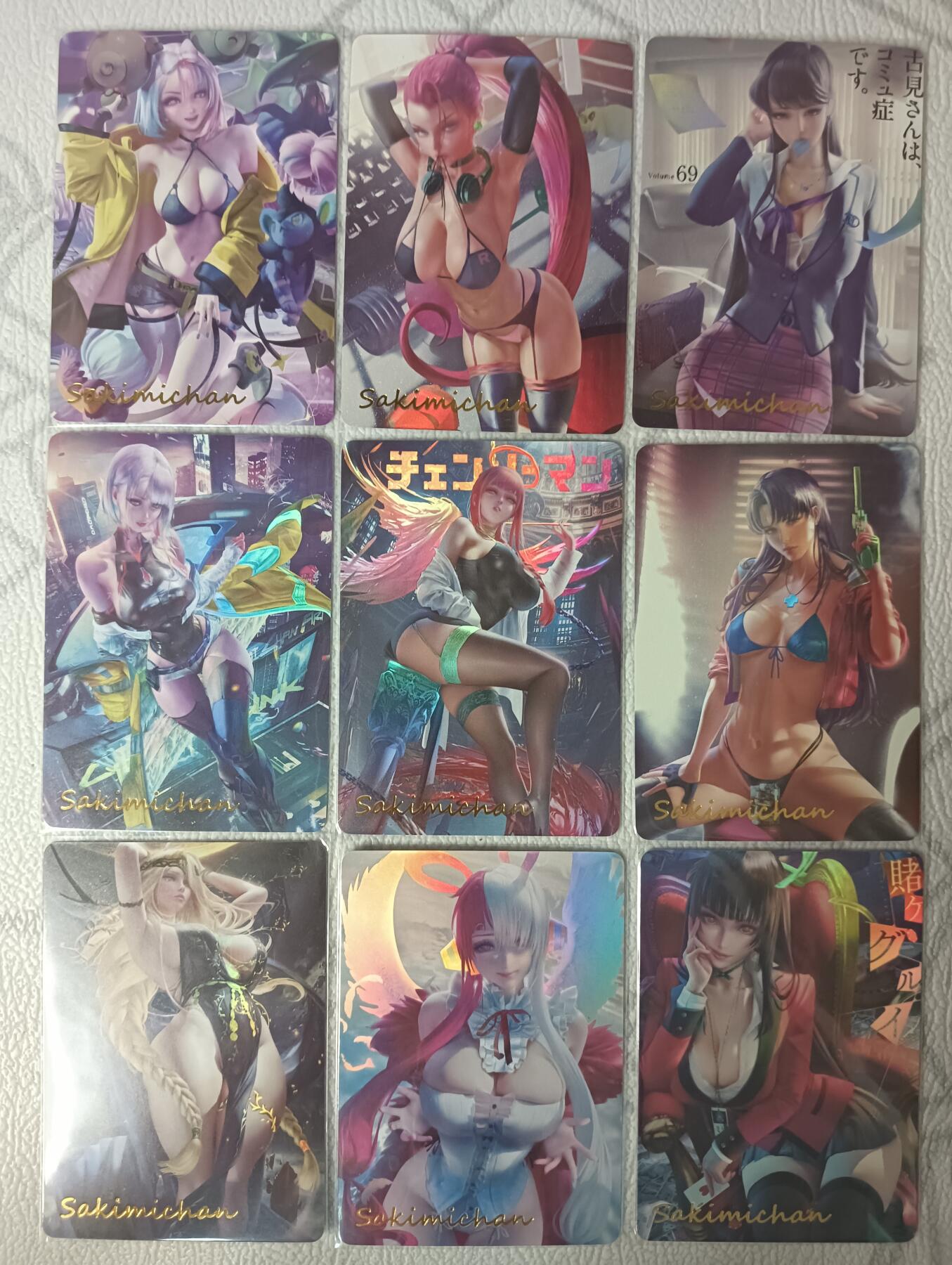花开卡拍第30期（7月13号周日截拍，品控勿拍!!!拍品不寄存，运费5元，自制卡难免瑕疵，可能存在轻微撞角爆边等出厂瑕疵，品控介意勿拍！） 燎原acg Sakimi同人彩闪9张
