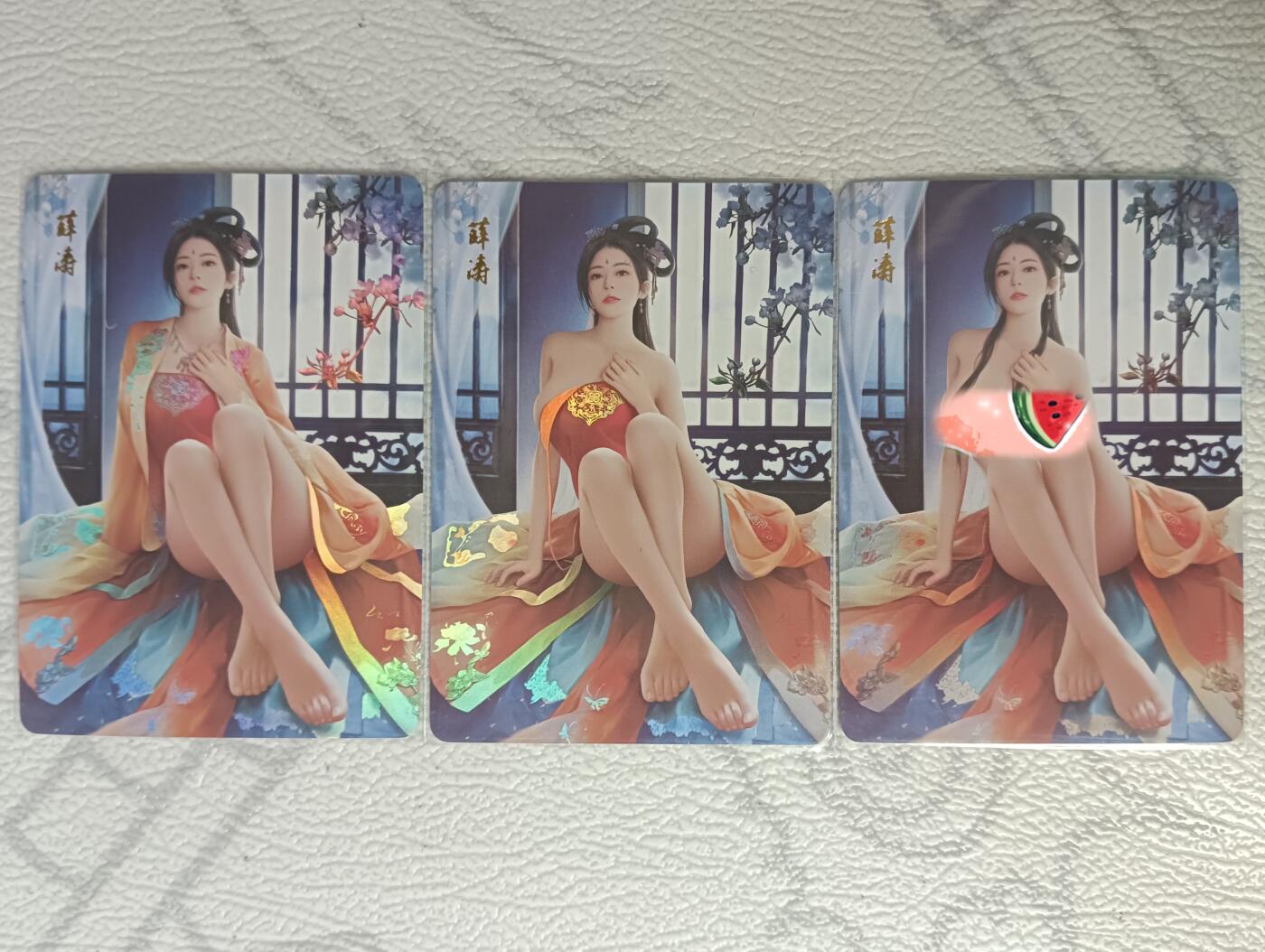 花开卡拍第30期（7月13号周日截拍，品控勿拍!!!拍品不寄存，运费5元，自制卡难免瑕疵，可能存在轻微撞角爆边等出厂瑕疵，品控介意勿拍！） 燎原十大名记 薛涛 彩闪三渐变