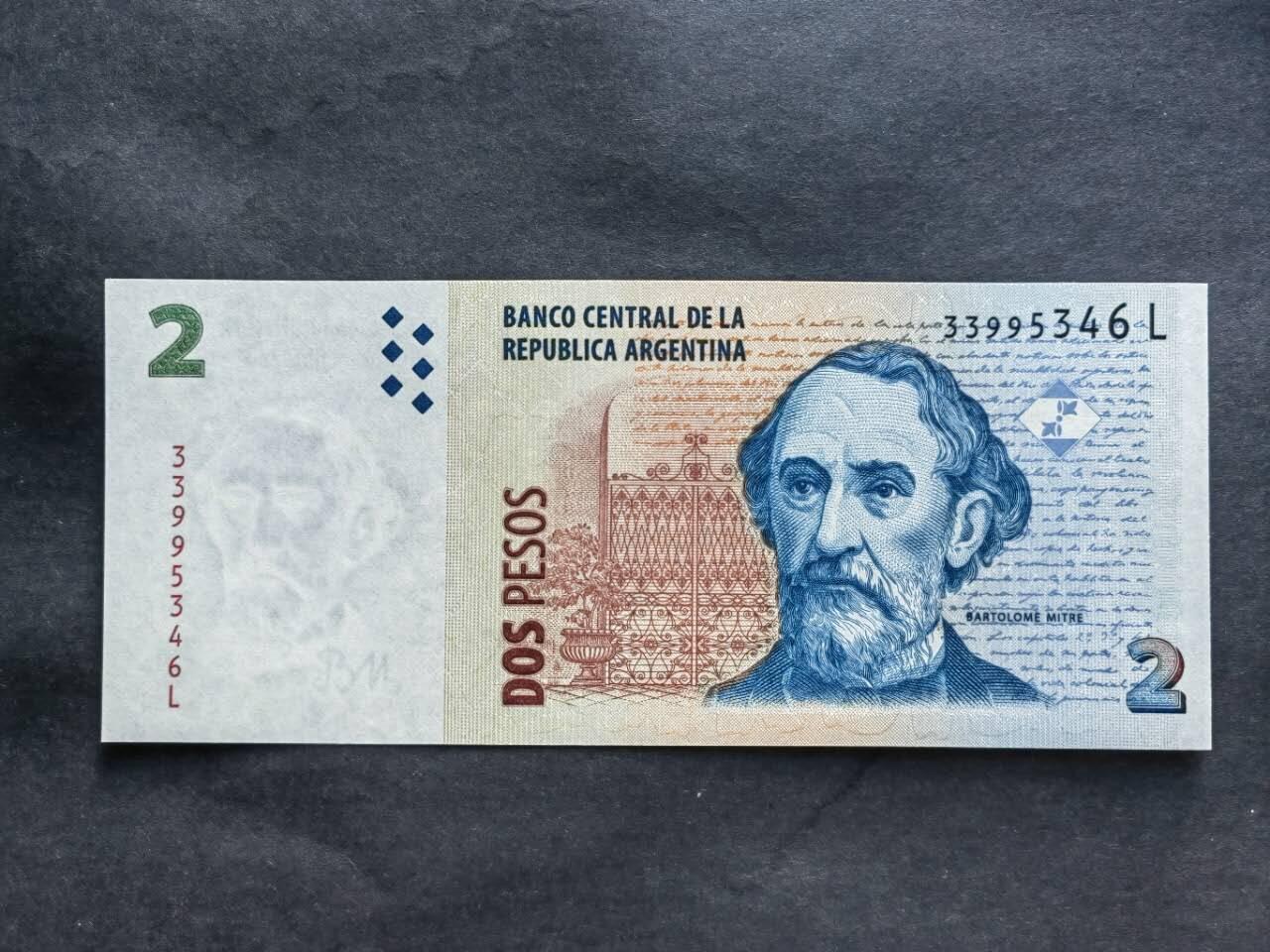 纸币专场2507012第四场 阿根廷🇦🇷2比索，全新品相UNC。