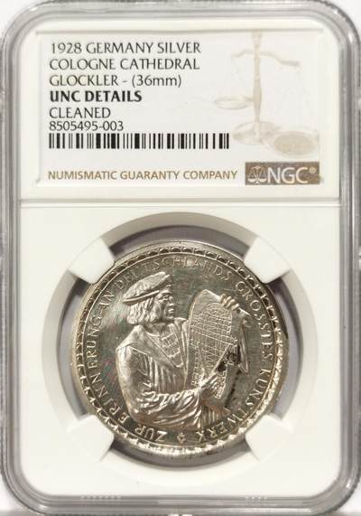 博洋堂世界钱币拍卖第130期（全场包邮） - NGC UNC 德国1928年科隆大教堂纪念银章