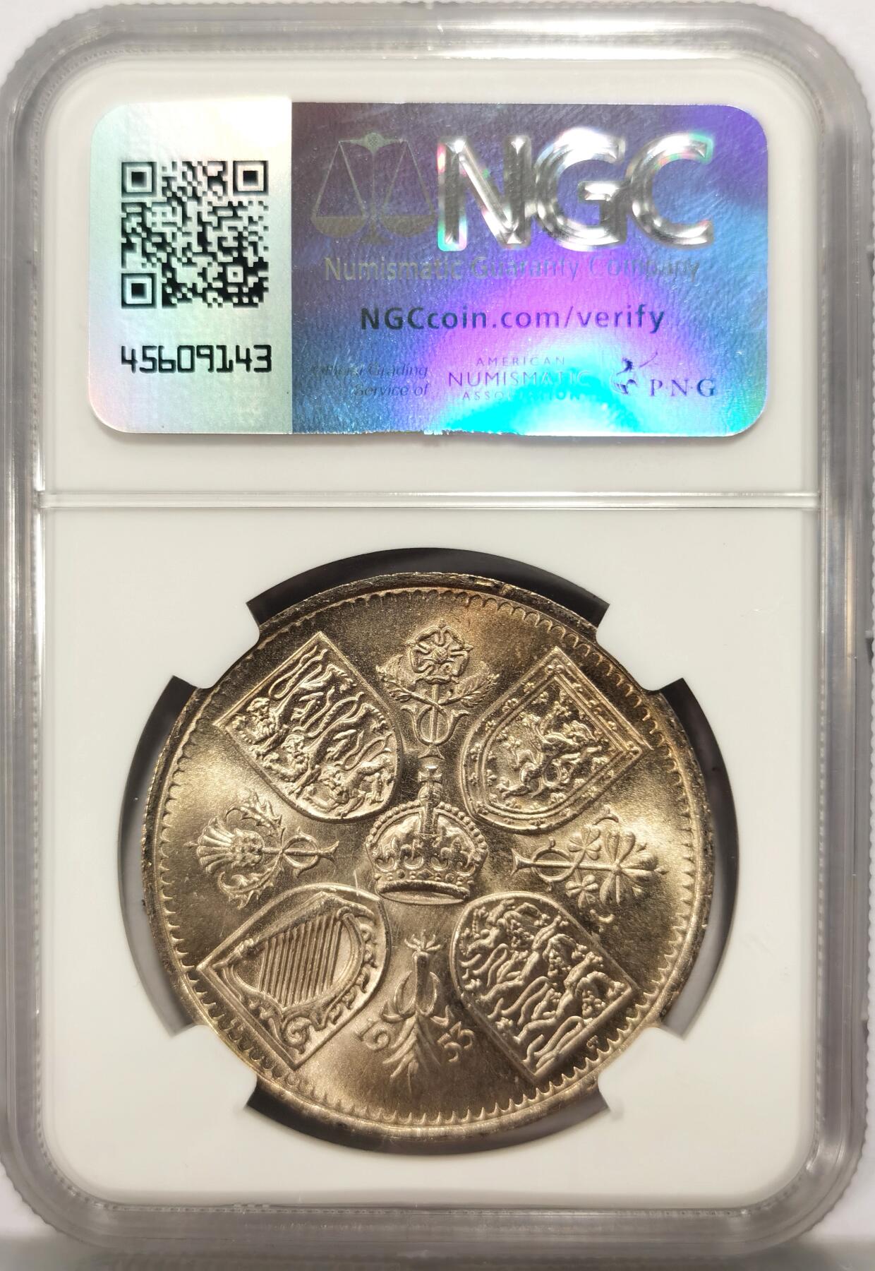 博洋堂世界钱币拍卖第130期（全场包邮） NGC MS66 英国1953年伊丽莎白二世登基纪念克朗，高分少见
