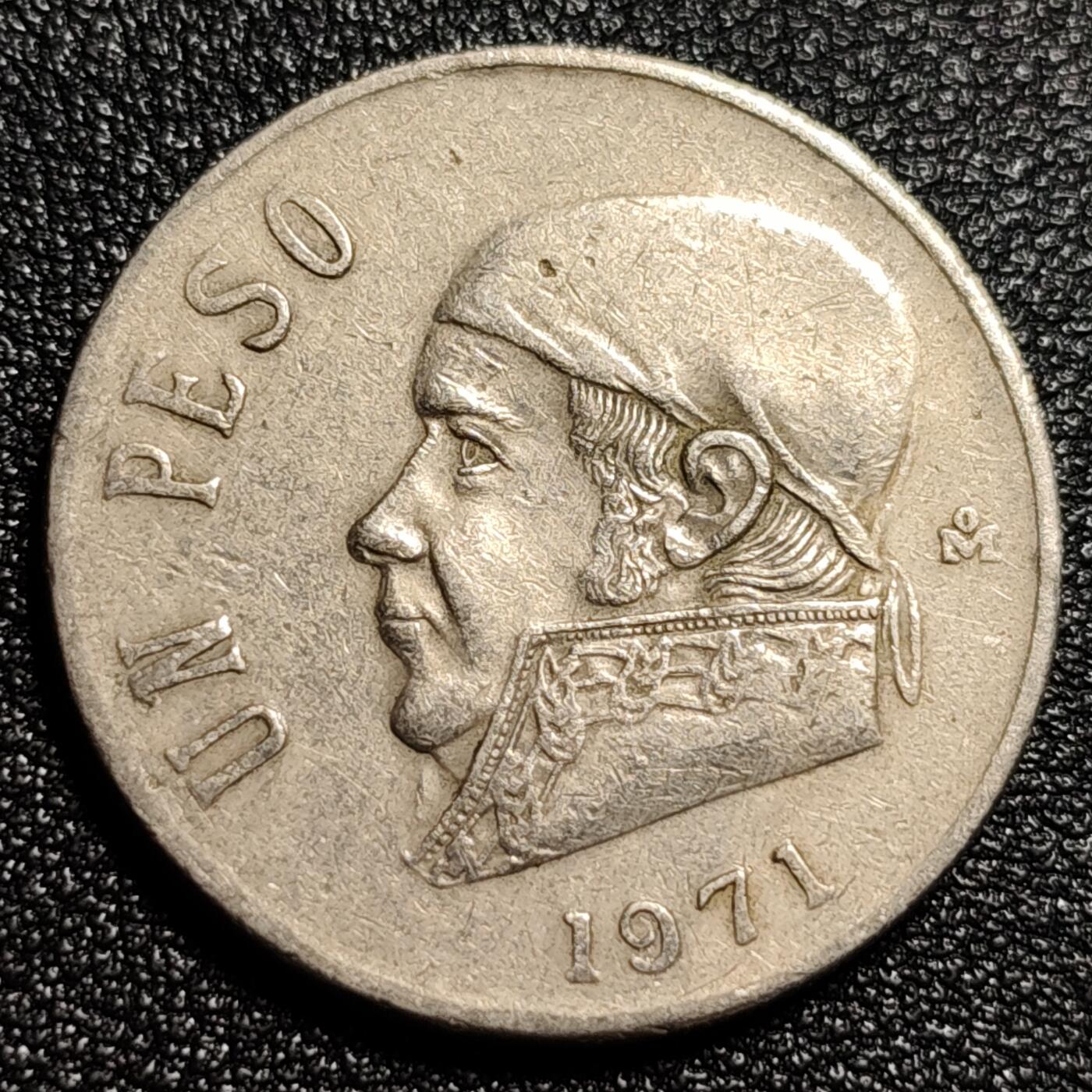 泉币菌-第48场-散币捡漏场  1971年墨西哥早期1比索大镍币 29mm 独立战争领袖莫雷洛斯 鹰蛇徽