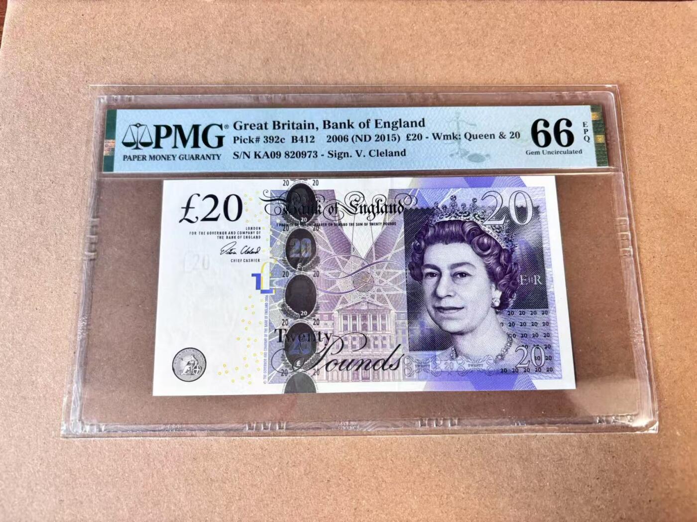 【七百期大拍 拍品火热征集中】✨Blue Auction 世界纸币精拍第693期【精】 英国 2006年20镑 PMG66EPQ 