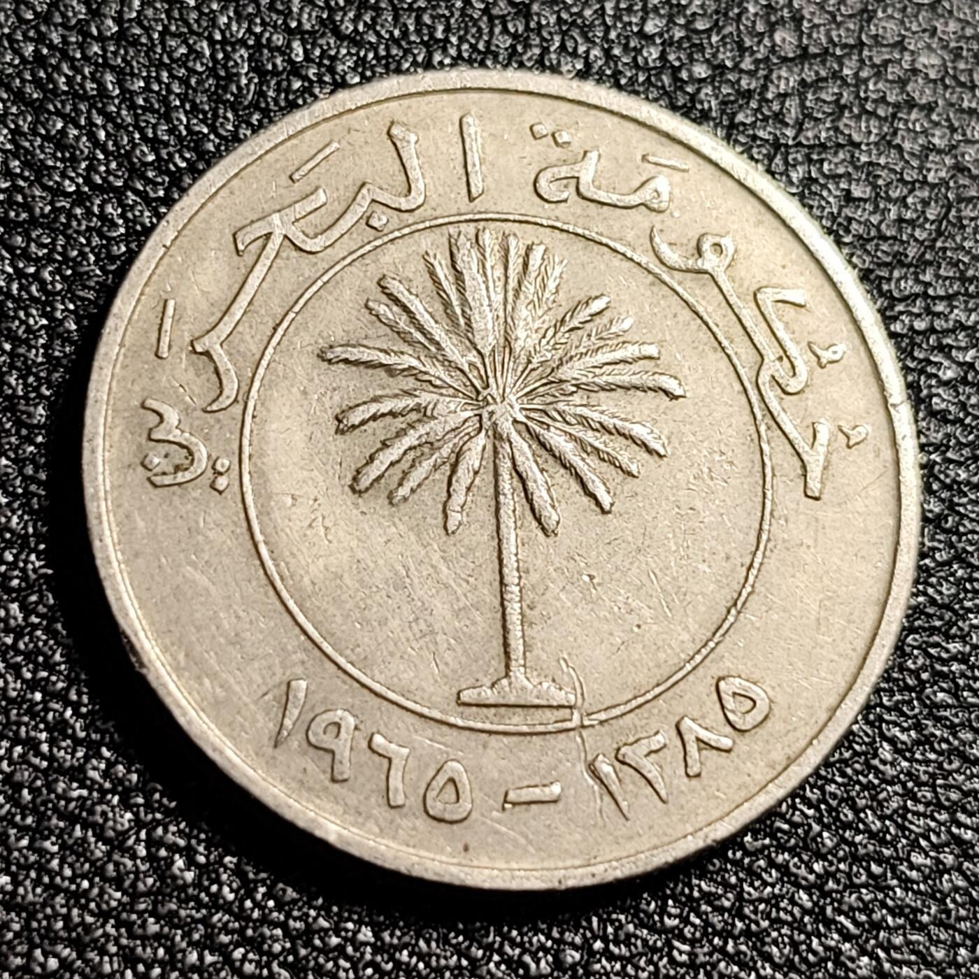 泉币菌-第48场-散币捡漏场 少见 巴林回历AH1385(1965)年100费尔 棕榈树 发行一年 铜镍币 25mm 