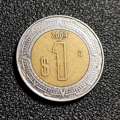 泉币菌-第49场-周末精品场 - 墨西哥1比索 双色币 鹰蛇图案