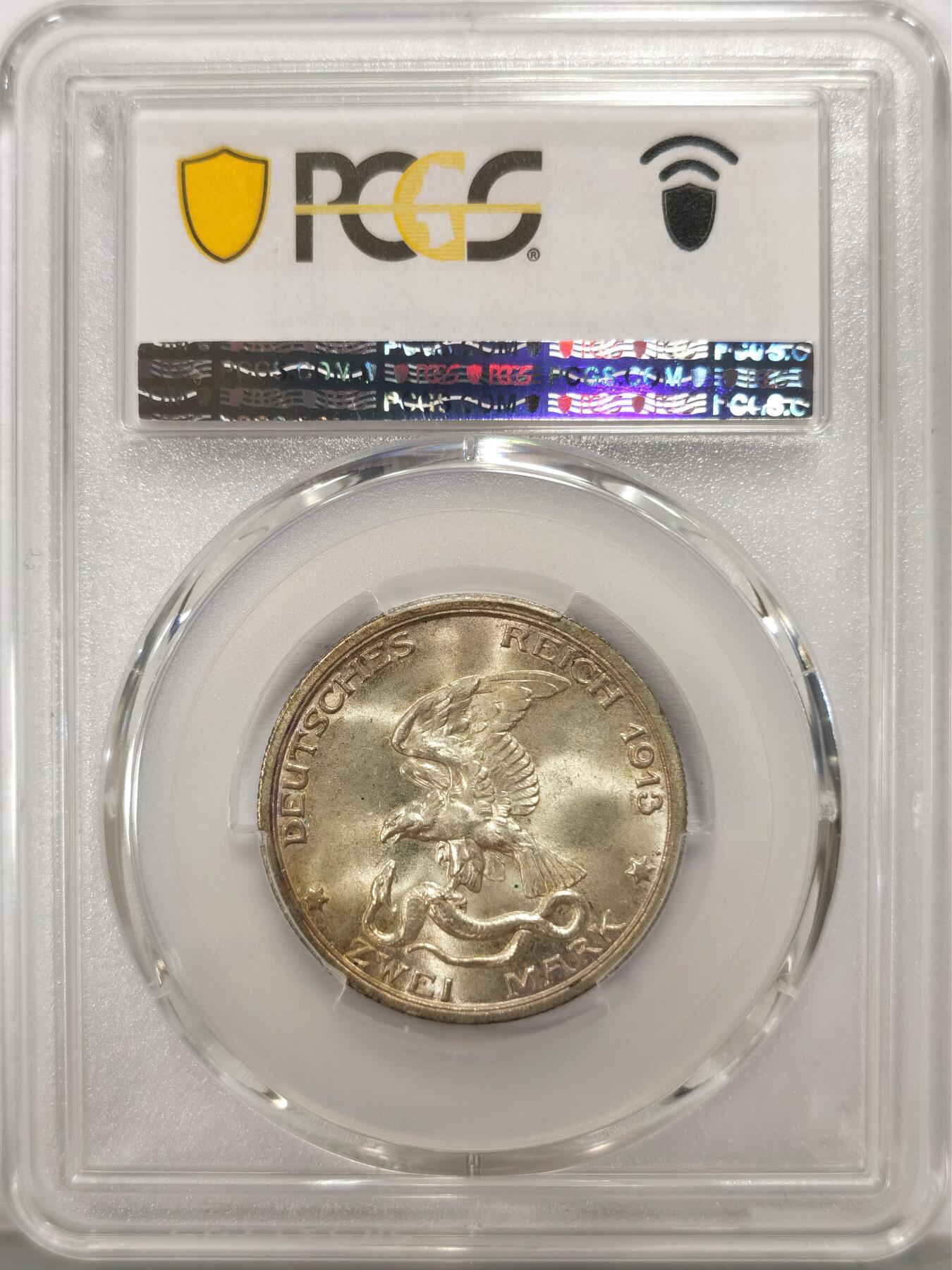 博洋堂世界钱币拍卖第130期（全场包邮） PCGS MS66 德国普鲁士1913年战胜拿破仑100周年纪念2马克银币，超高分，黄金彩。