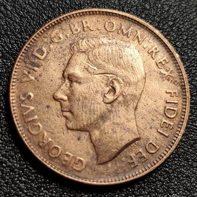 泉币菌-第50场-周末捡漏场 袋鼠  英属澳大利亚1便士青铜币 乔治六世 30.5毫米 9.5克