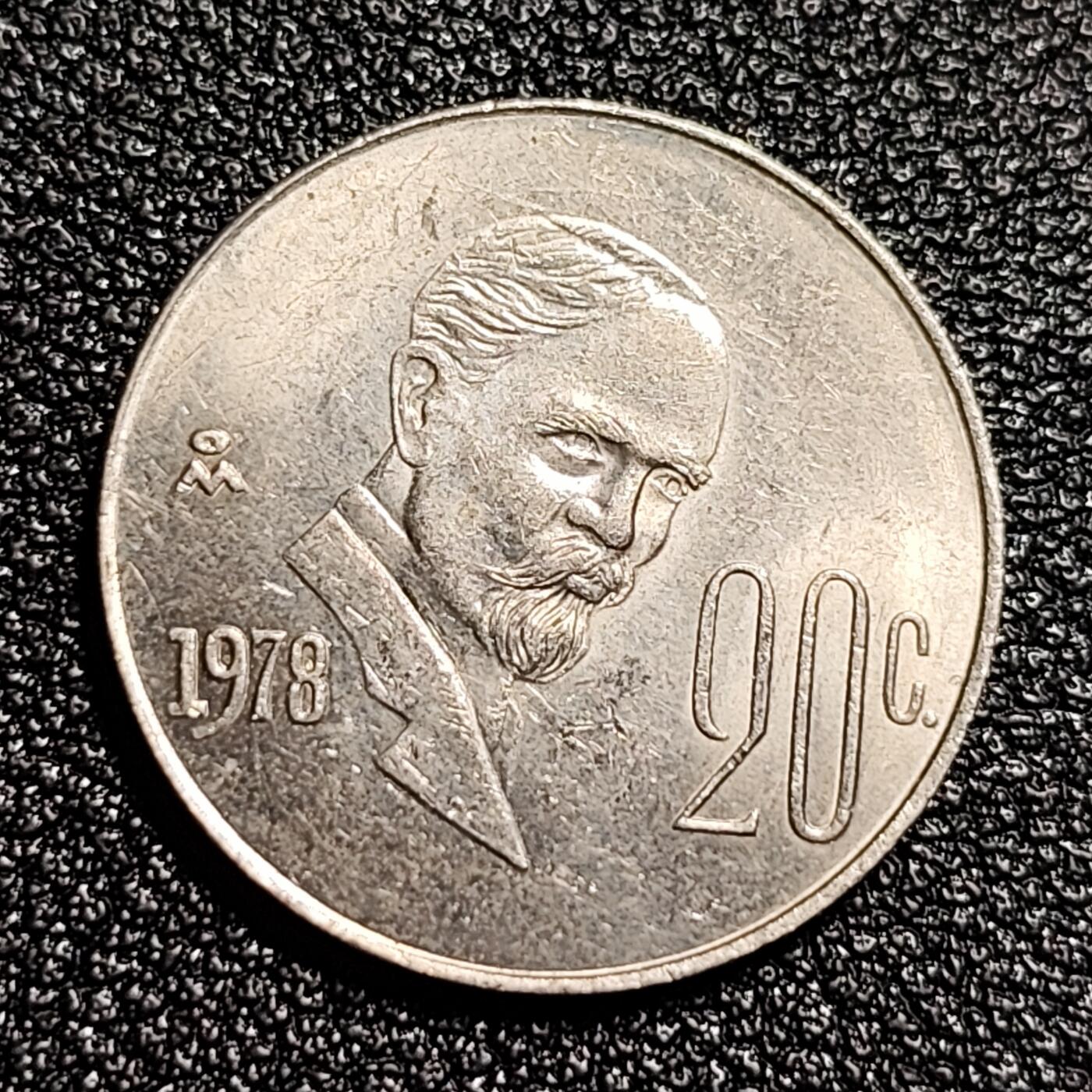泉币菌-第49场-周末精品场 墨西哥1978年20分马德罗总统铜镍币 直径20mm