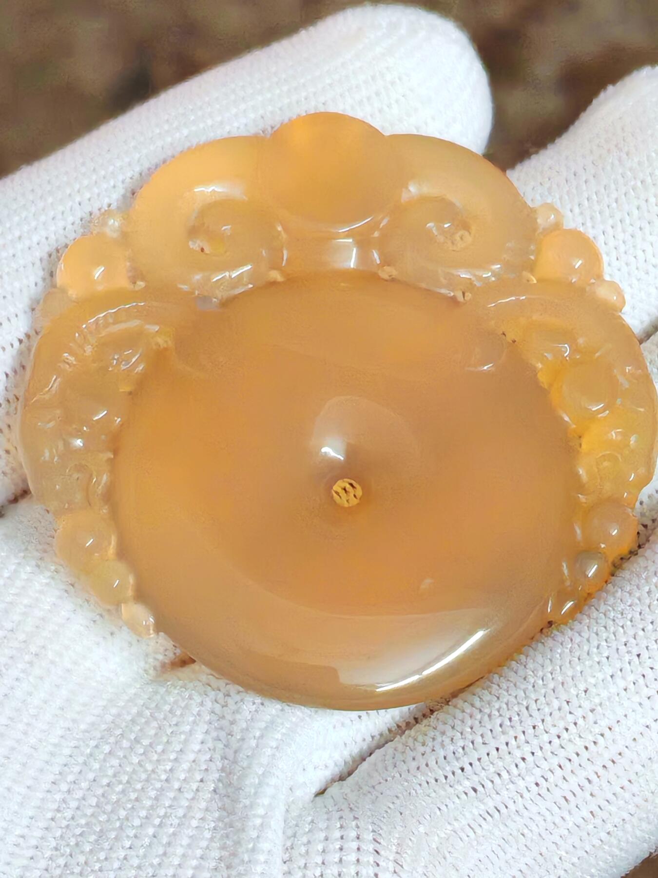 原矿保山荔枝冻三羊开泰平安扣(24025)尺寸52*7mm