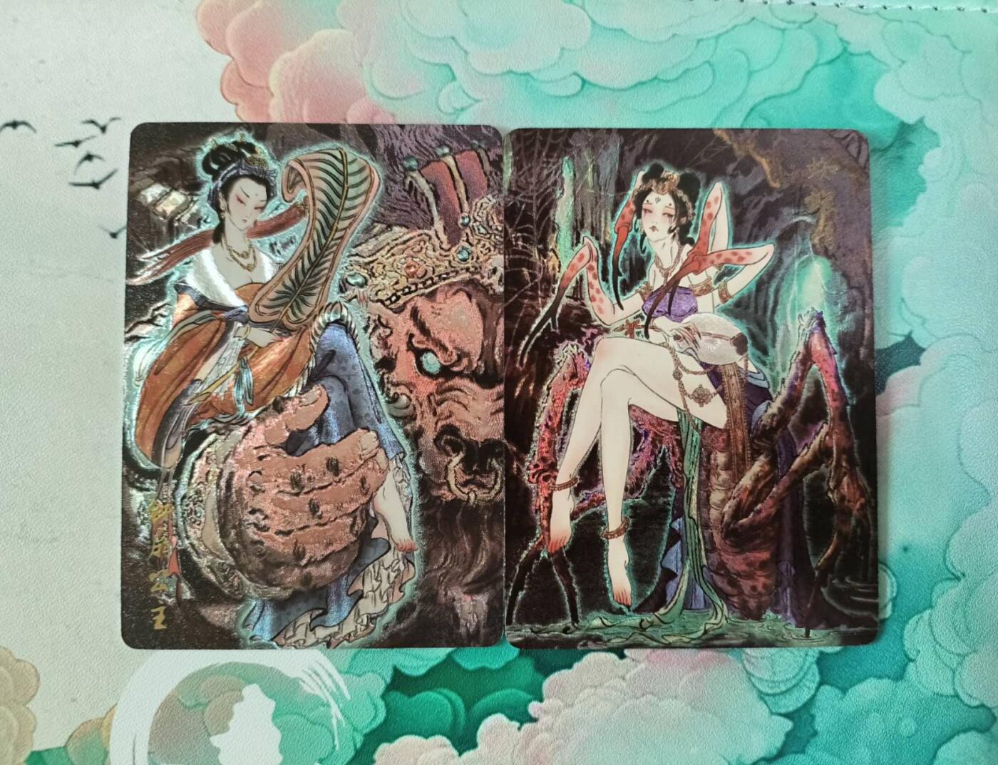 龙虎卡牌第四五场 （无佣金，满120包邮，欢迎送拍） 粗闪2张 燎原 彫仙西游 铁扇公主&蜘蛛精