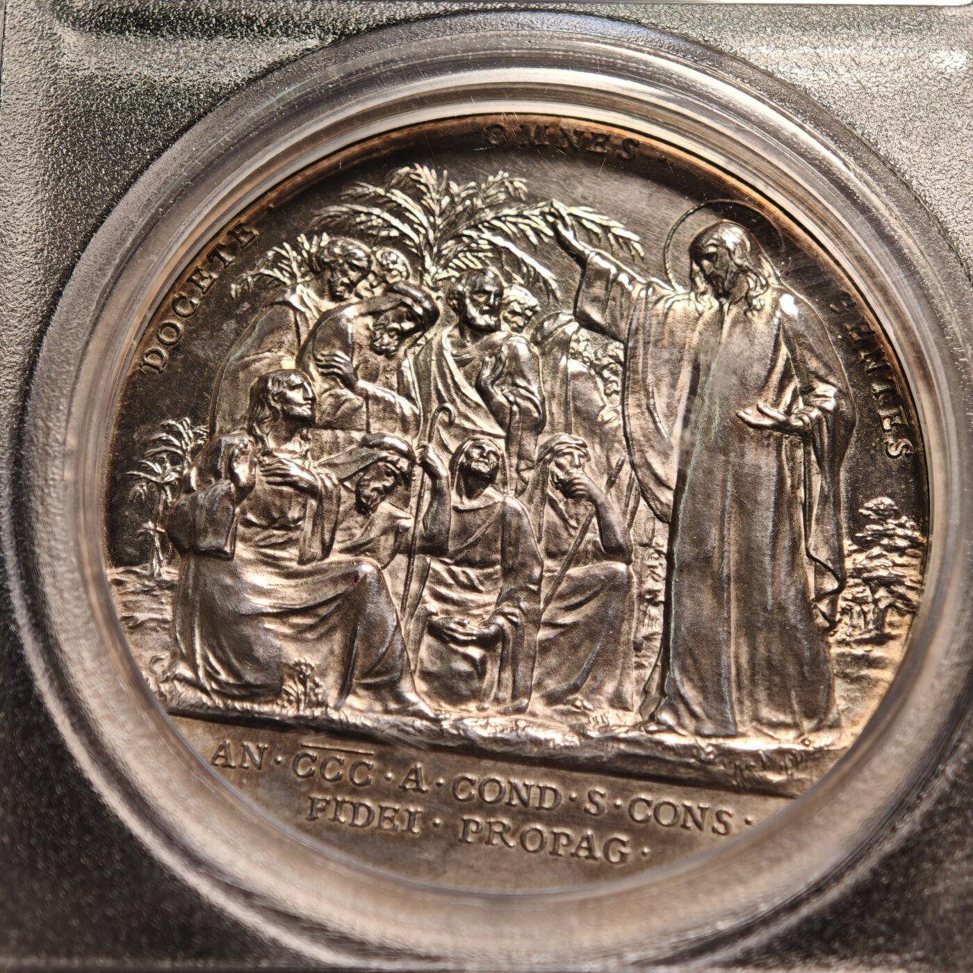 【德藏】世界币章拍卖第137期（拍品征集中~欢迎藏友联系） 1922年 梵蒂冈教皇庇护十一世庆典精制银章 PCGS SP62 庇护十一世发行的银章中人物最多，造型最精美。Spink目录记载发行量仅871枚