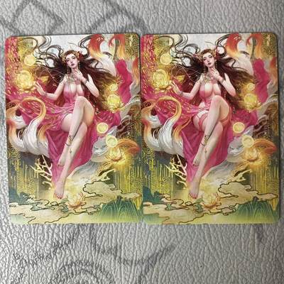 花开卡拍第30期（7月13号周日截拍，品控勿拍!!!拍品不寄存，运费5元，自制卡难免瑕疵，可能存在轻微撞角爆边等出厂瑕疵，品控介意勿拍！） - 焱卡文化燎原刷子神姬传神妲己幻彩双服饰两张