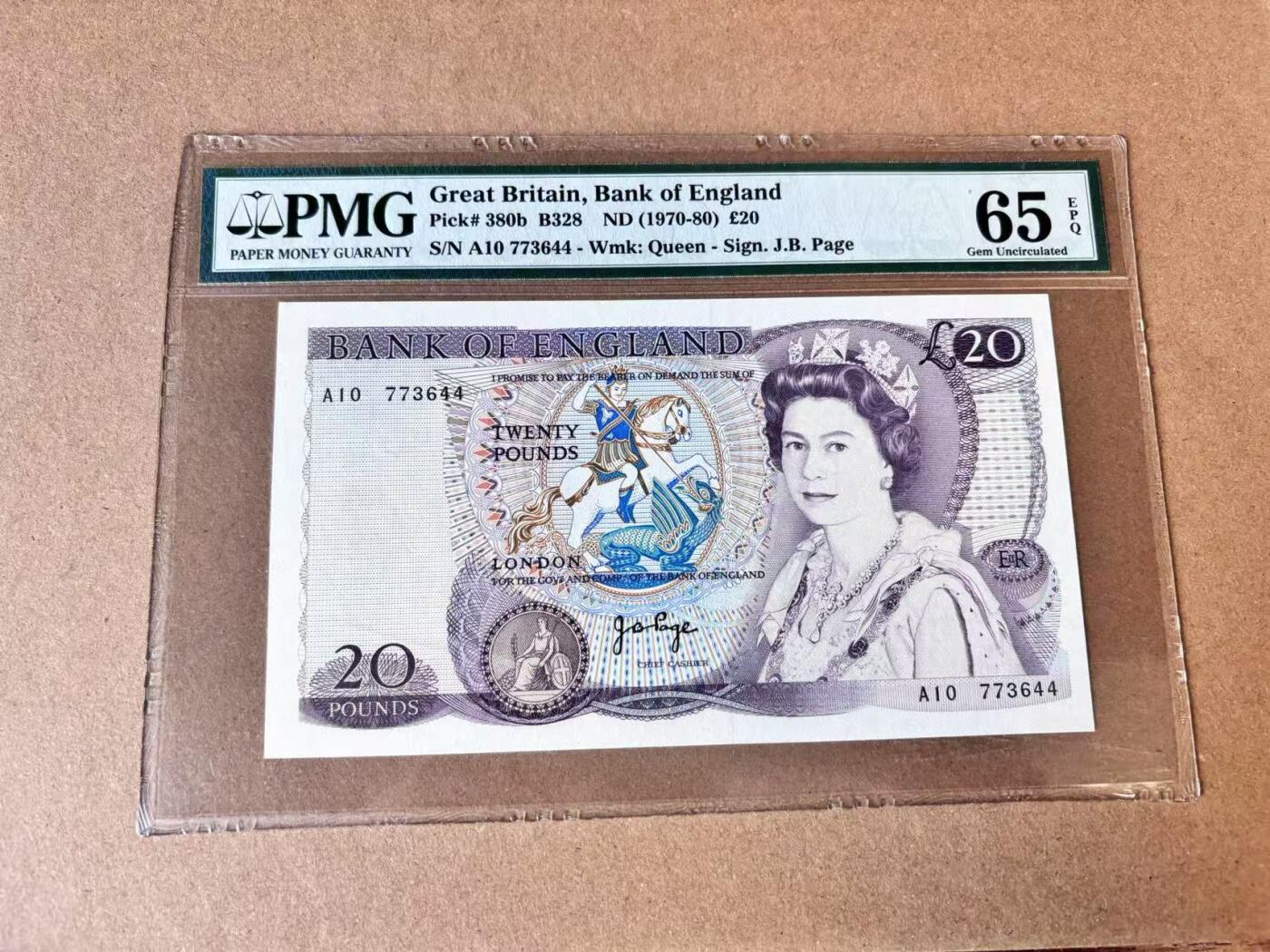 【七百期大拍 拍品火热征集中】✨Blue Auction 世界纸币精拍第693期【精】 英国 1970-80年20镑 PMG65EPQ 