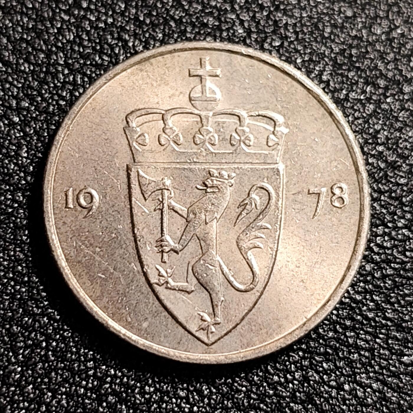 泉币菌-第49场-周末精品场 原光极美 1978年 挪威50欧尔硬币 22mm