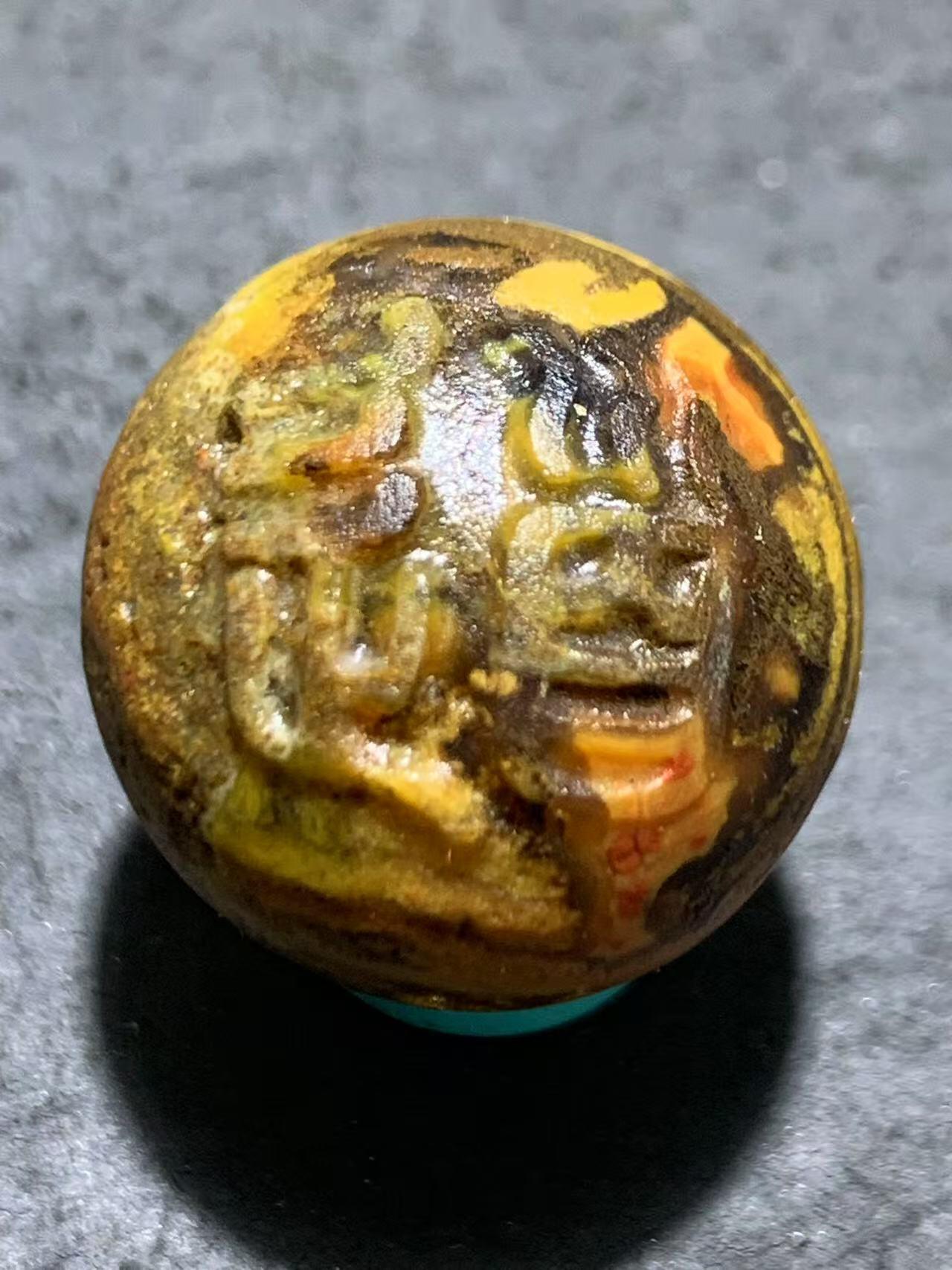 精美亚光风化纹战国红玛瑙手工雕刻道字2.0单珠一颗！