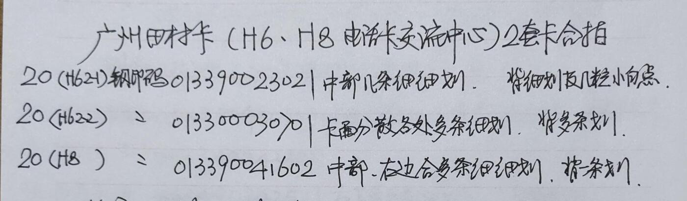 公藏第51期裸卡拍卖 广州田村卡（H6  H8电话卡交流中心2全）2套卡合拍，品相钢印码见描述。