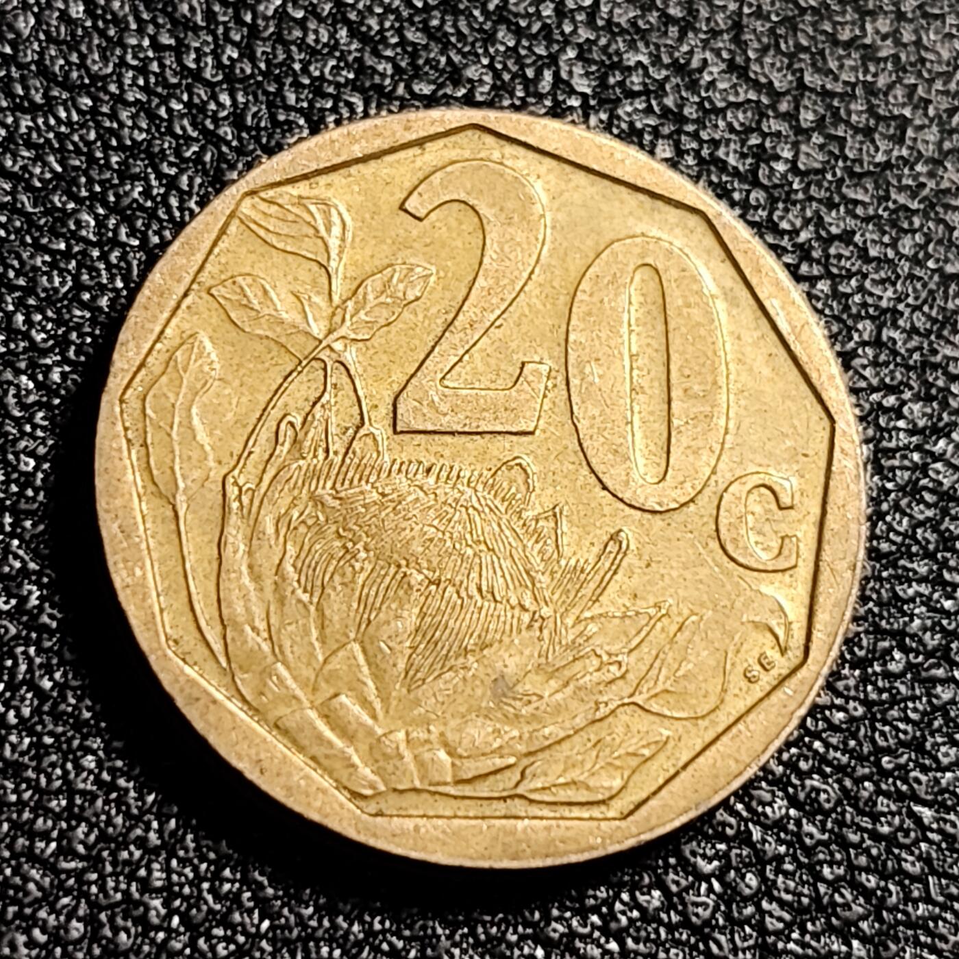 泉币菌-第48场-散币捡漏场 南非共和国 20分(海神普罗透斯之花)19mm