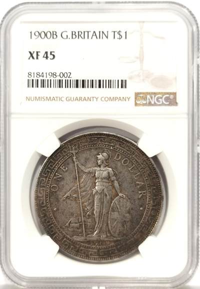 博洋堂世界钱币拍卖第130期（全场包邮） - NGC XF45 站洋1900年B版壹圆银币，极美包浆味道