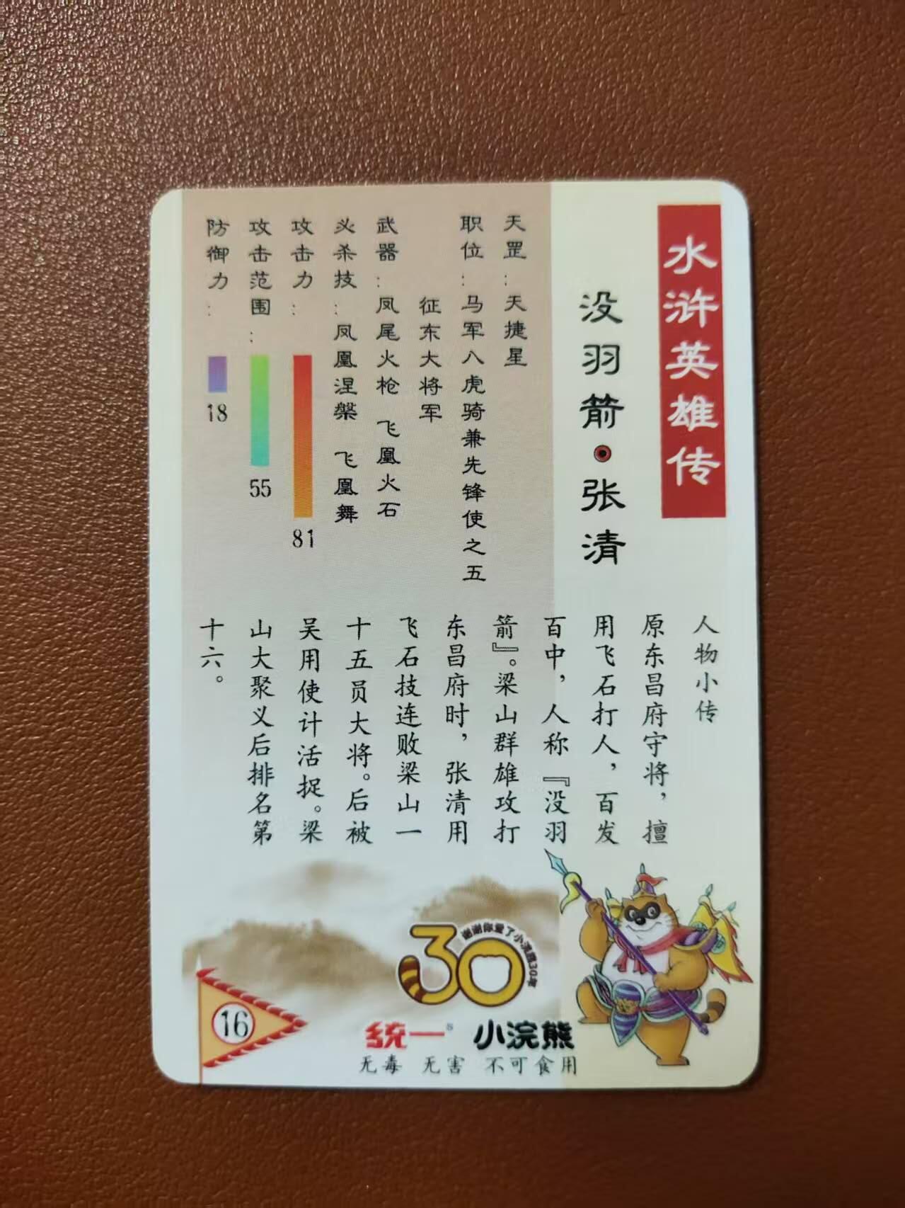 龙虎卡牌第四五场 （无佣金，满120包邮，欢迎送拍） 粗闪小卡 小浣熊25周年 - 没羽箭张清