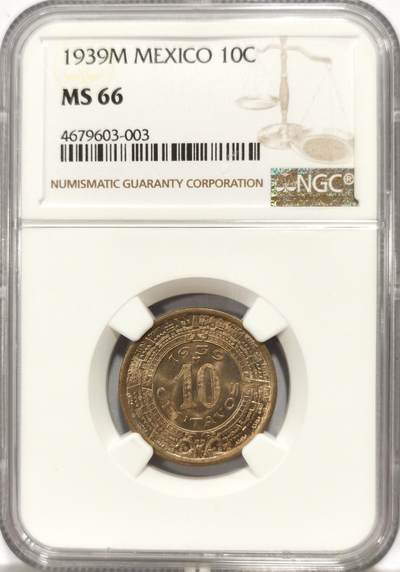 博洋堂世界钱币拍卖第130期（全场包邮） - NGC MS66 墨西哥1939年10分小鹰洋，顶级高分，仅有2枚更高