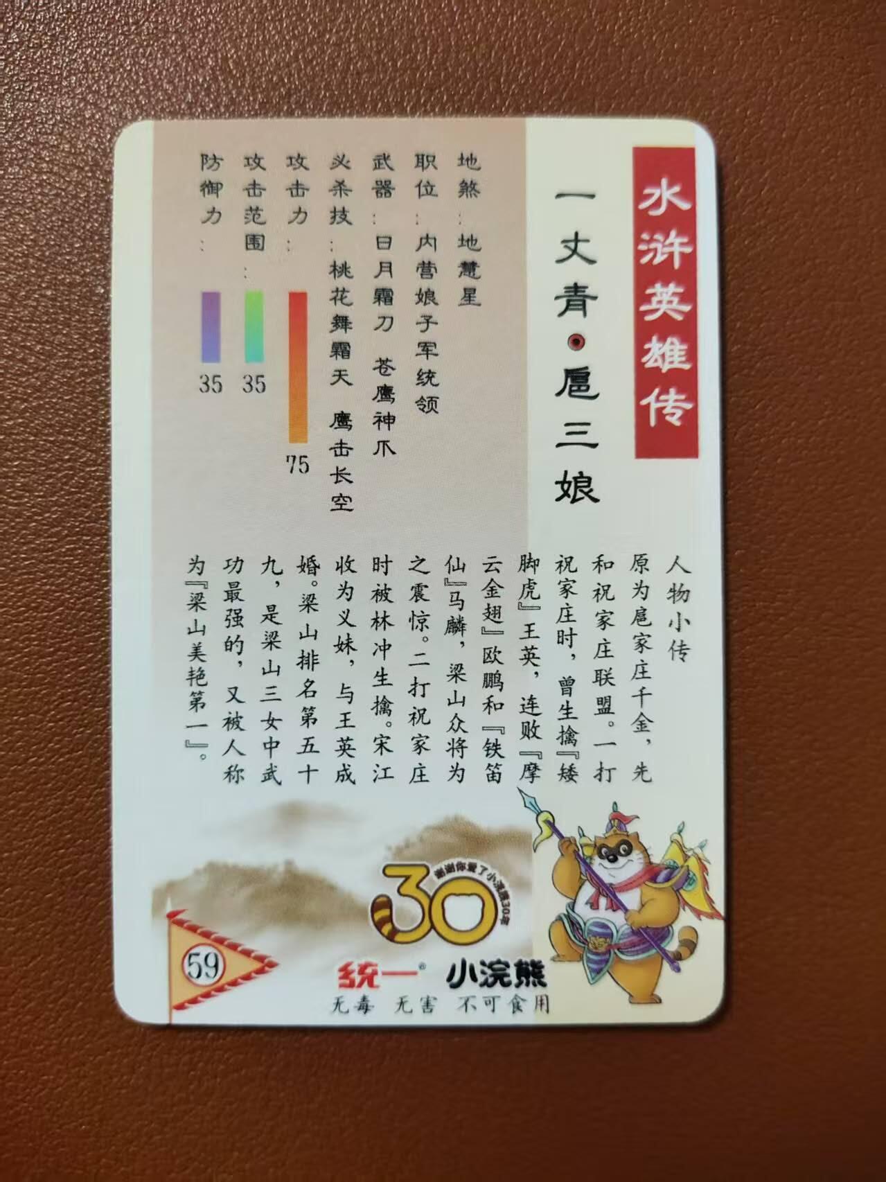 龙虎卡牌第四五场 （无佣金，满120包邮，欢迎送拍） 粗闪小卡 小浣熊25周年 - 一丈青扈三娘