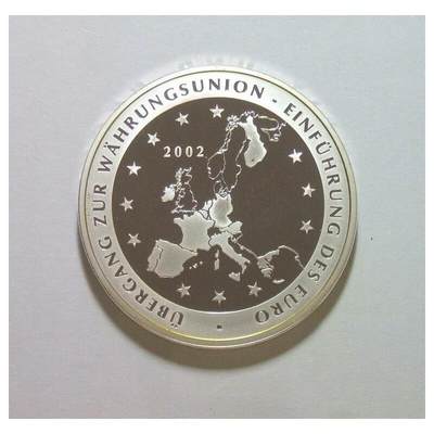德国2002年 欧元区地图+鹰徽州徽高浮雕精制镀银章 35MM - 德国2002年 欧元区地图+鹰徽州徽高浮雕精制镀银章 35MM