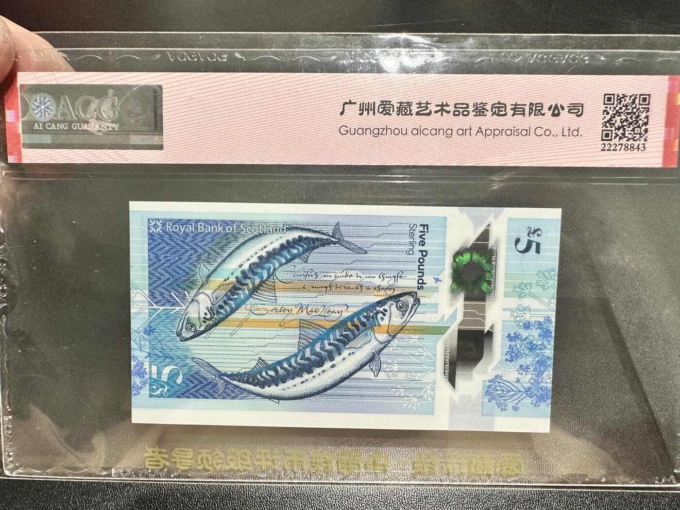 《外钞收藏家》第五百四十五期（本期品种丰富、欢迎参加）（本平台长期征集拍品、欢迎藏友们联系合作） 2016年苏格兰 皇家银行5镑 爱藏评级68 首发AA冠