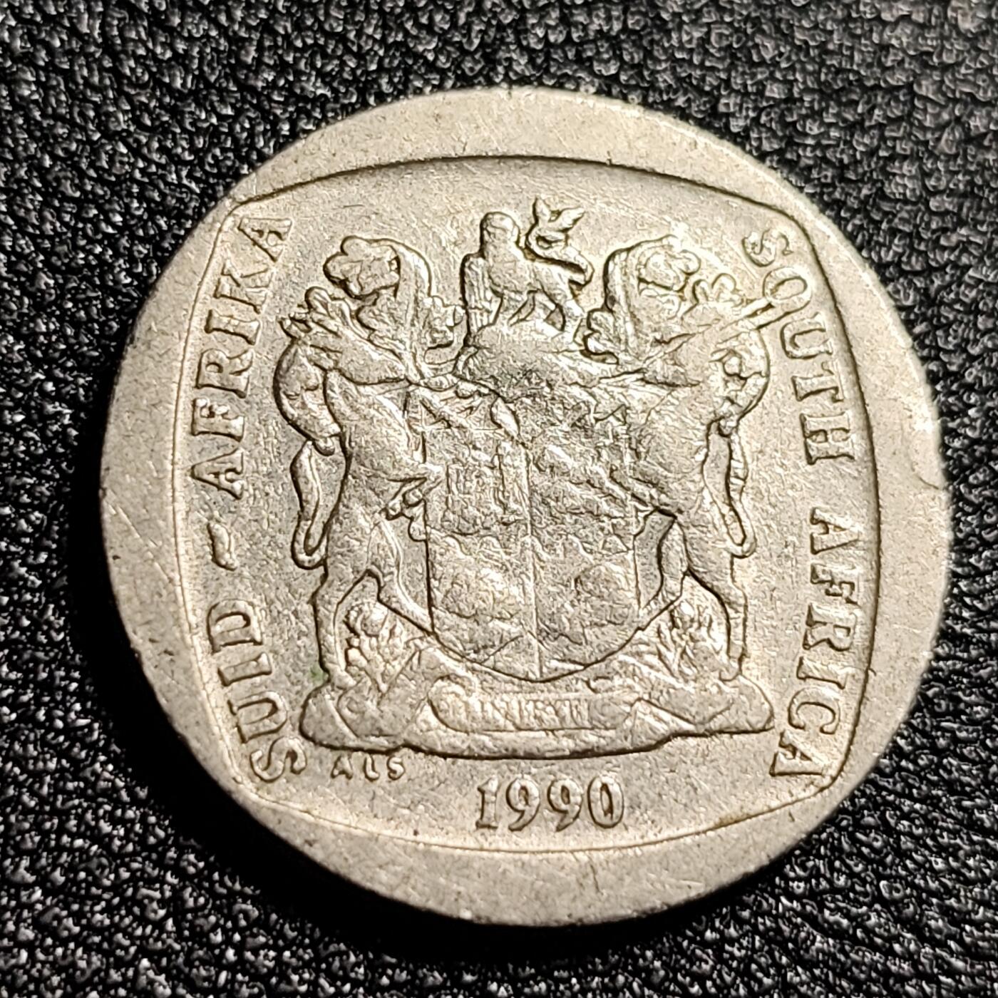 泉币菌-第48场-散币捡漏场 南非1990年2兰特镍币 跳羚 22.8mm 
