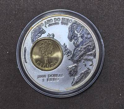 北京马甸外国币专卖第142期，外国币专场，陆续上拍，欢迎关注 - 1999年圣多美和普林西比2000多布拉精制纪念银币 镶嵌葡萄牙1埃斯库多