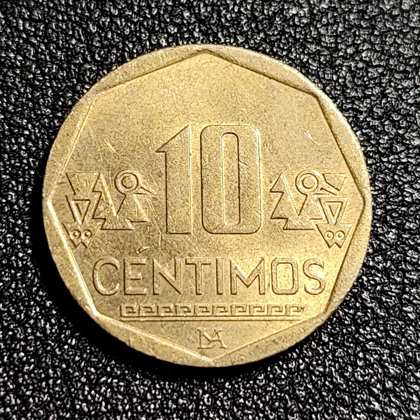 泉币菌-第49场-周末精品场 原光美品 秘鲁10分黄铜币 盲文版 20.5MM