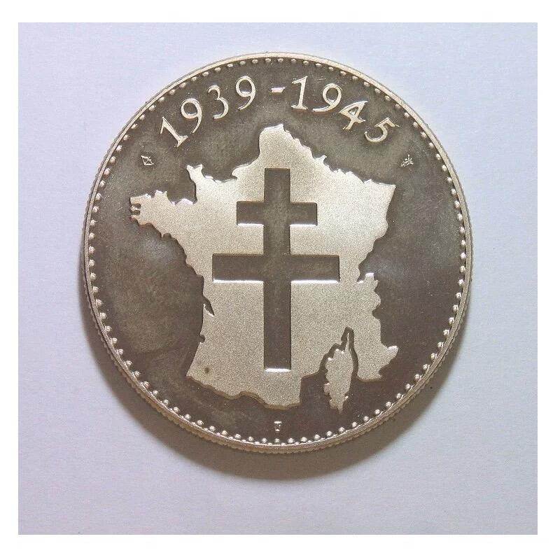 法国1945年5月8日英美法苏二战解放日 高浮雕精制大镀金章 40MM