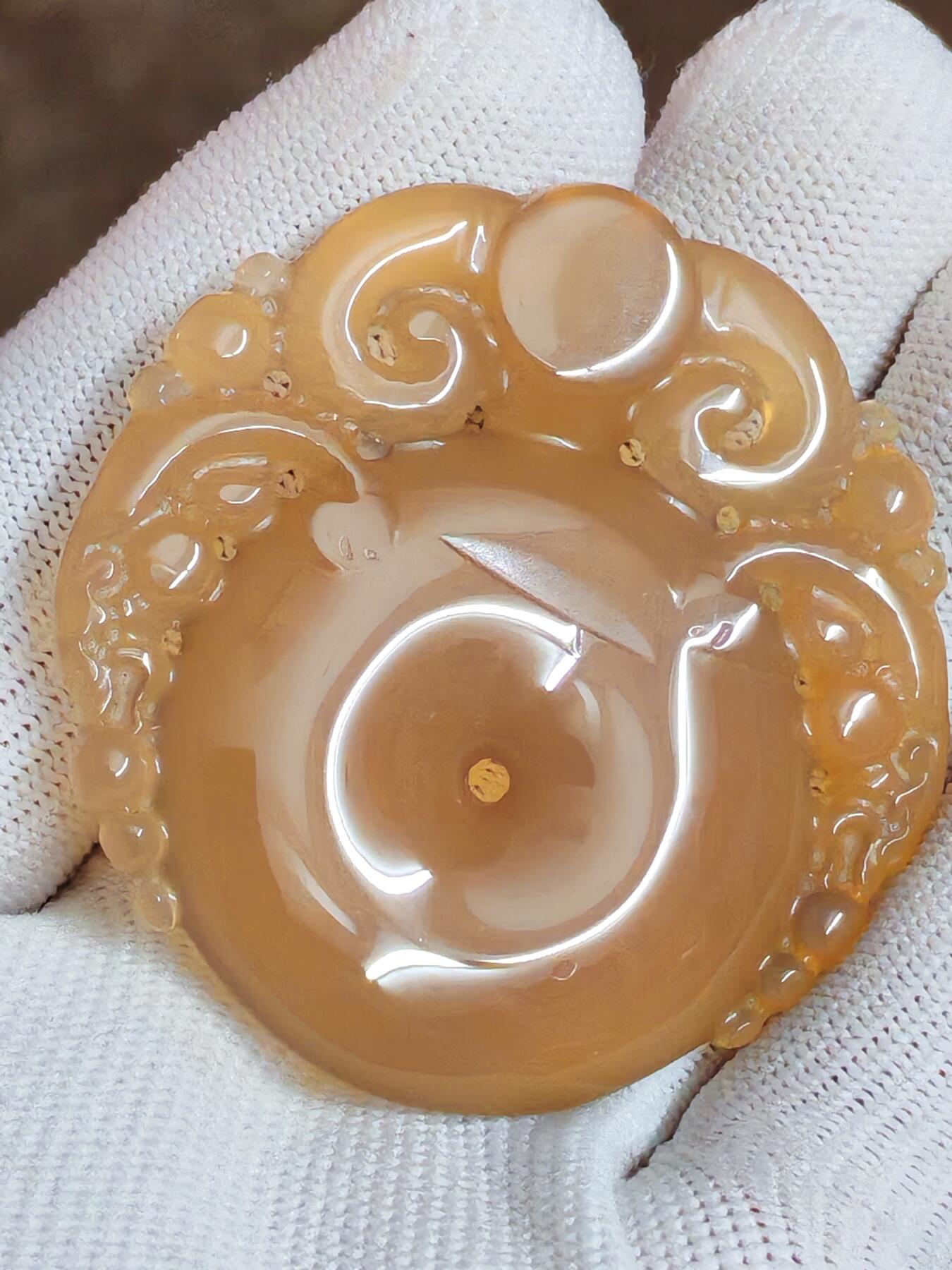 原矿保山荔枝冻三羊开泰平安扣(24025)尺寸52*7mm