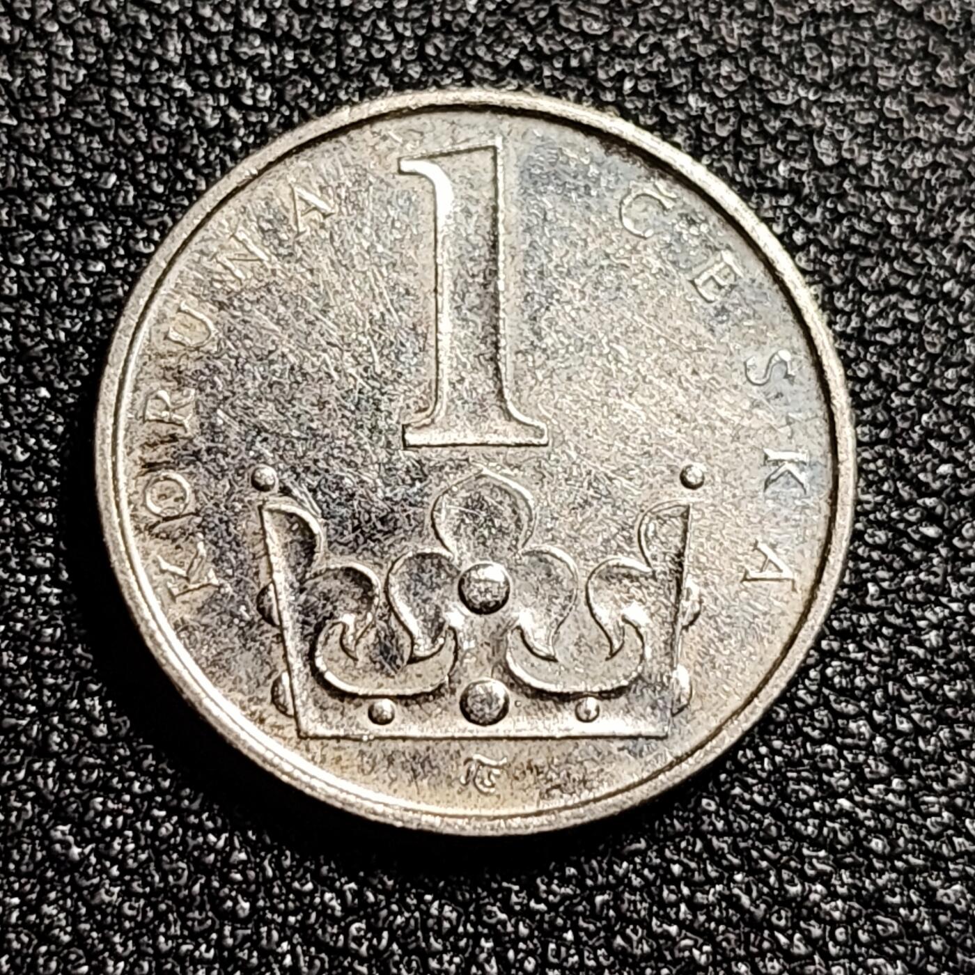 泉币菌-第49场-周末精品场 捷克1克朗硬币 20mm 皇冠双尾狮镍