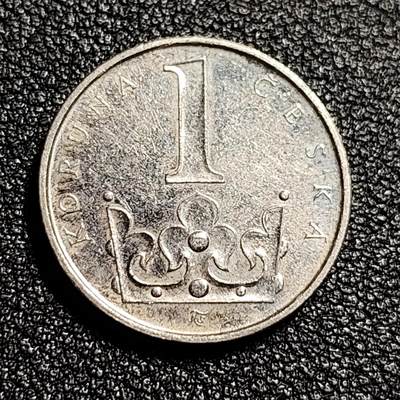 泉币菌-第49场-周末精品场 - 捷克1克朗硬币 20mm 皇冠双尾狮镍