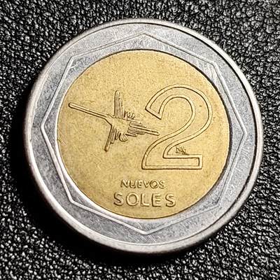 泉币菌-第48场-散币捡漏场 - 秘鲁2新索尔 双色金镶嵌币 22mm 