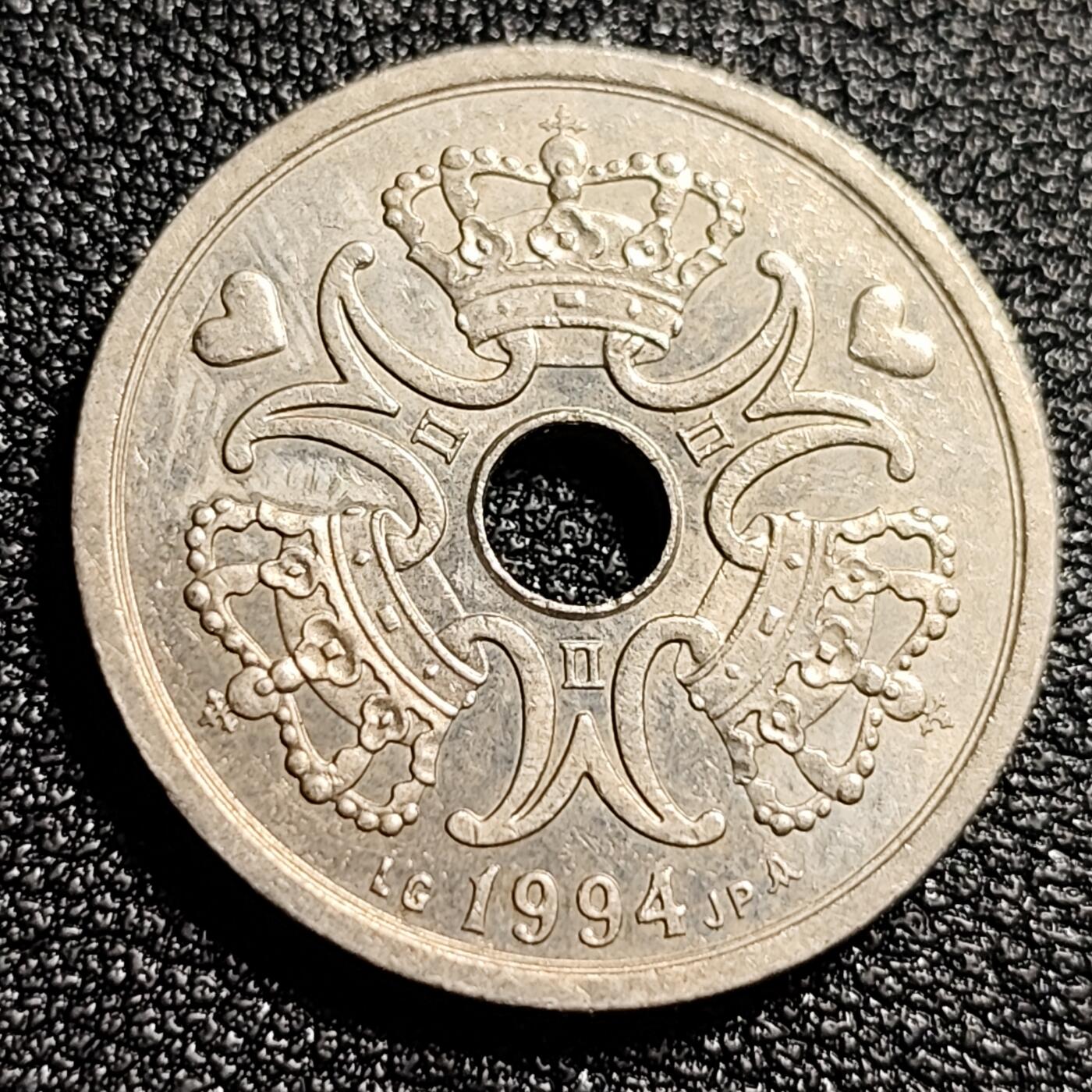 泉币菌-第48场-散币捡漏场 高币值 丹麦2克朗 中孔币爱心币