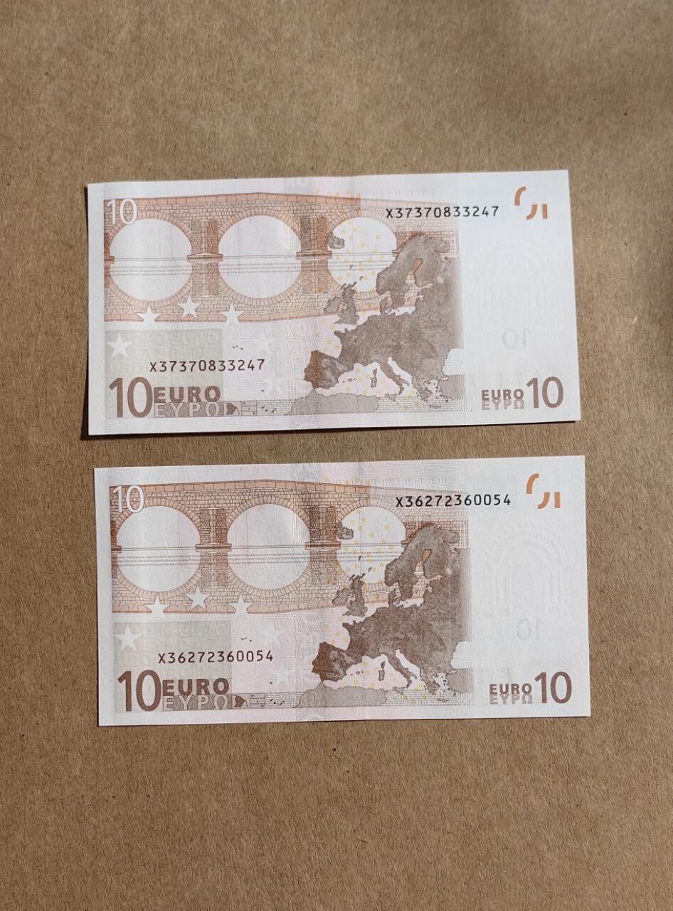 【礼羽收藏】🌏世界钱币拍卖第95期 欧罗巴 02 版 10 欧元两张全新 unc 品相 [图片]