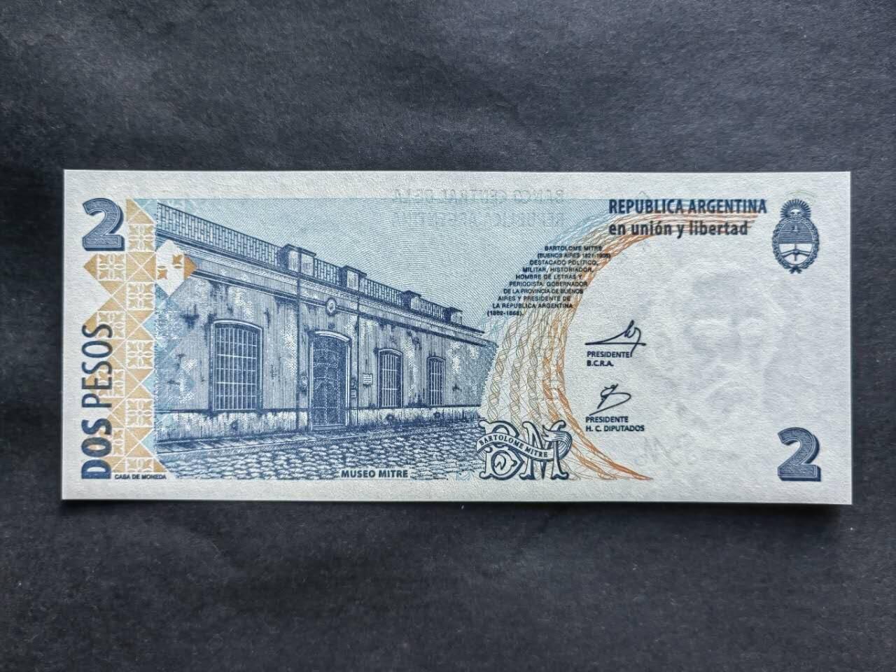 纸币专场2507012第四场 阿根廷🇦🇷2比索，全新品相UNC。