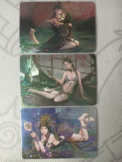 花开卡拍第30期（7月13号周日截拍，品控勿拍!!!拍品不寄存，运费5元，自制卡难免瑕疵，可能存在轻微撞角爆边等出厂瑕疵，品控介意勿拍！） - 宁缺卡牌 貂蝉、步练师、蔡夫人 光刻3张