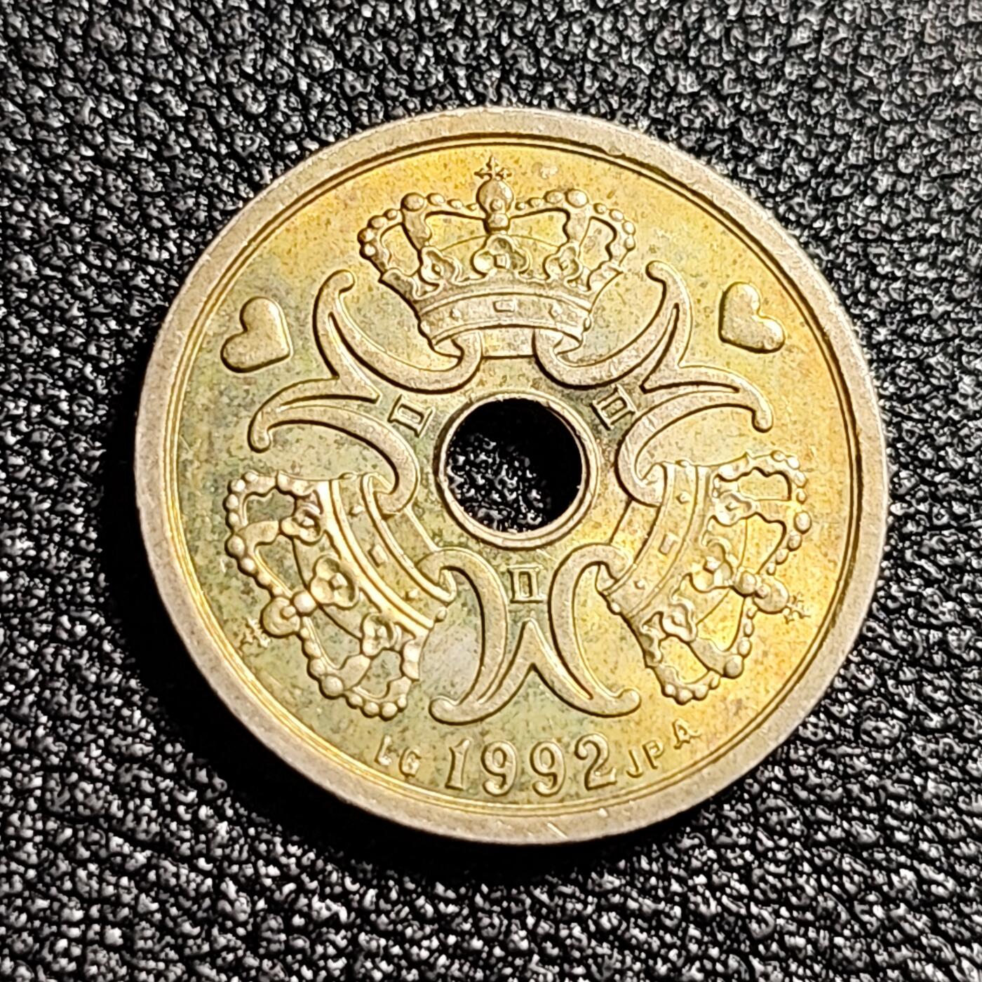 泉币菌-第48场-散币捡漏场 高币值丹麦中孔1克朗 异形币 爱心币 