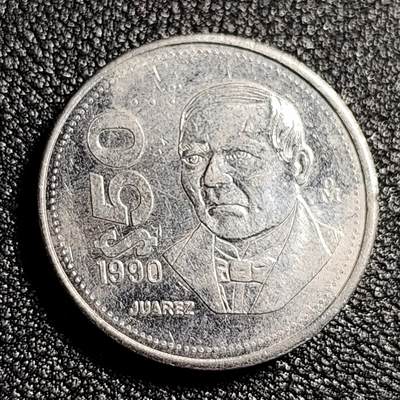 泉币菌-第48场-散币捡漏场 - 原光美品 墨西哥1990年 50比索 华雷斯总统 铜镍币23.5mm 