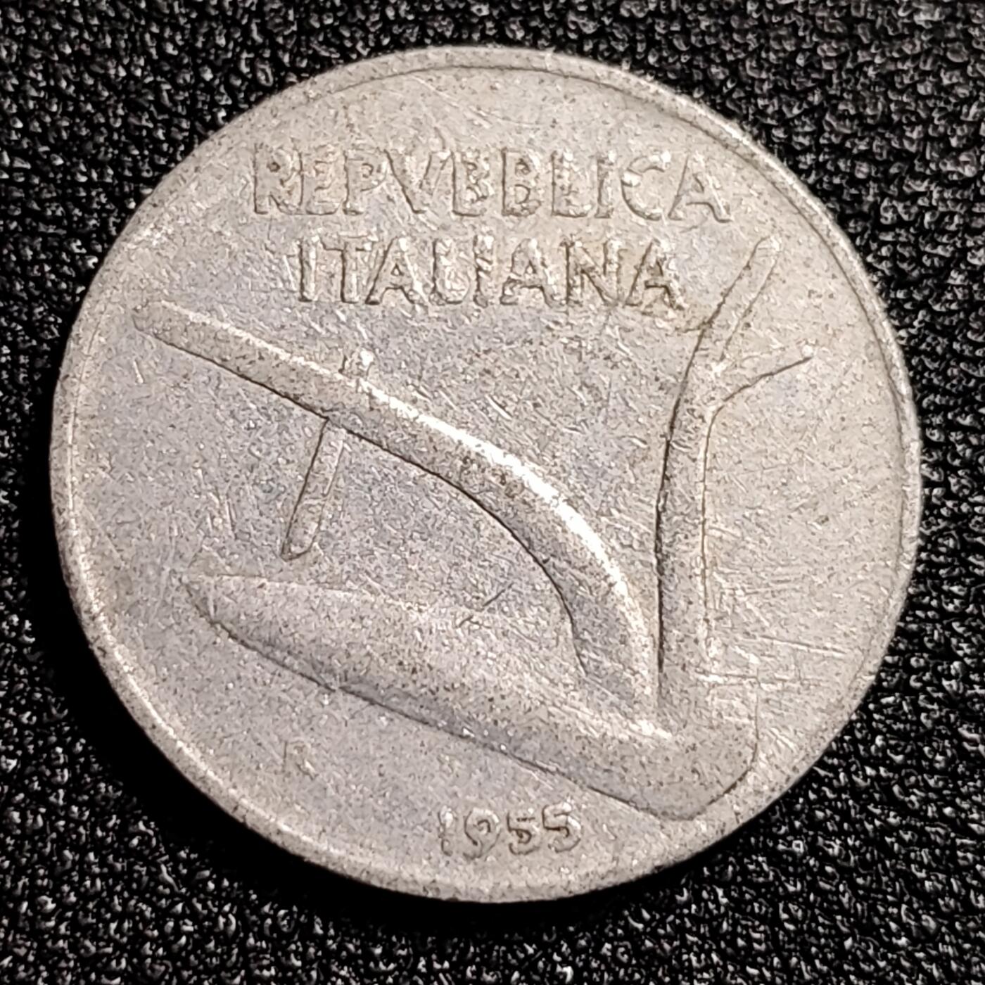 泉币菌-第49场-周末精品场 意大利1955年10里拉 麦穗古犁 铝 23mm 