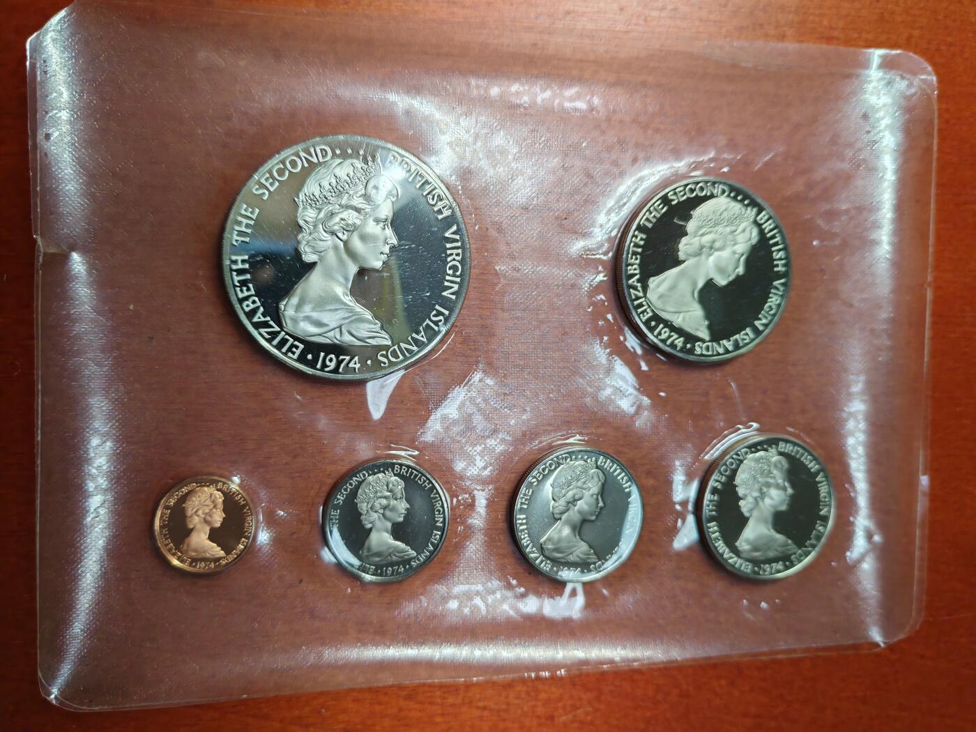 长老汇蛇年精选第二十场拍卖 1974英属维尔京群岛6枚精制套币，盒证全，含1元银币1枚