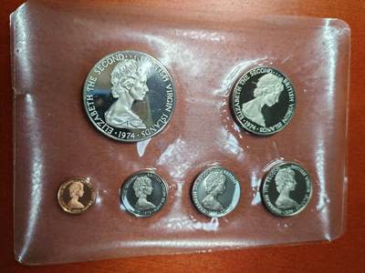 长老汇蛇年精选第二十场拍卖 1974英属维尔京群岛6枚精制套币，盒证全，含1元银币1枚