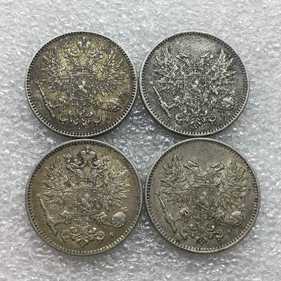世界钱币专场拍卖 - 1916.1917年俄占芬兰双头鹰50分流通银币 4枚一组