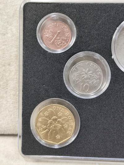 外币收藏 新加坡花卉版硬币六枚一套
