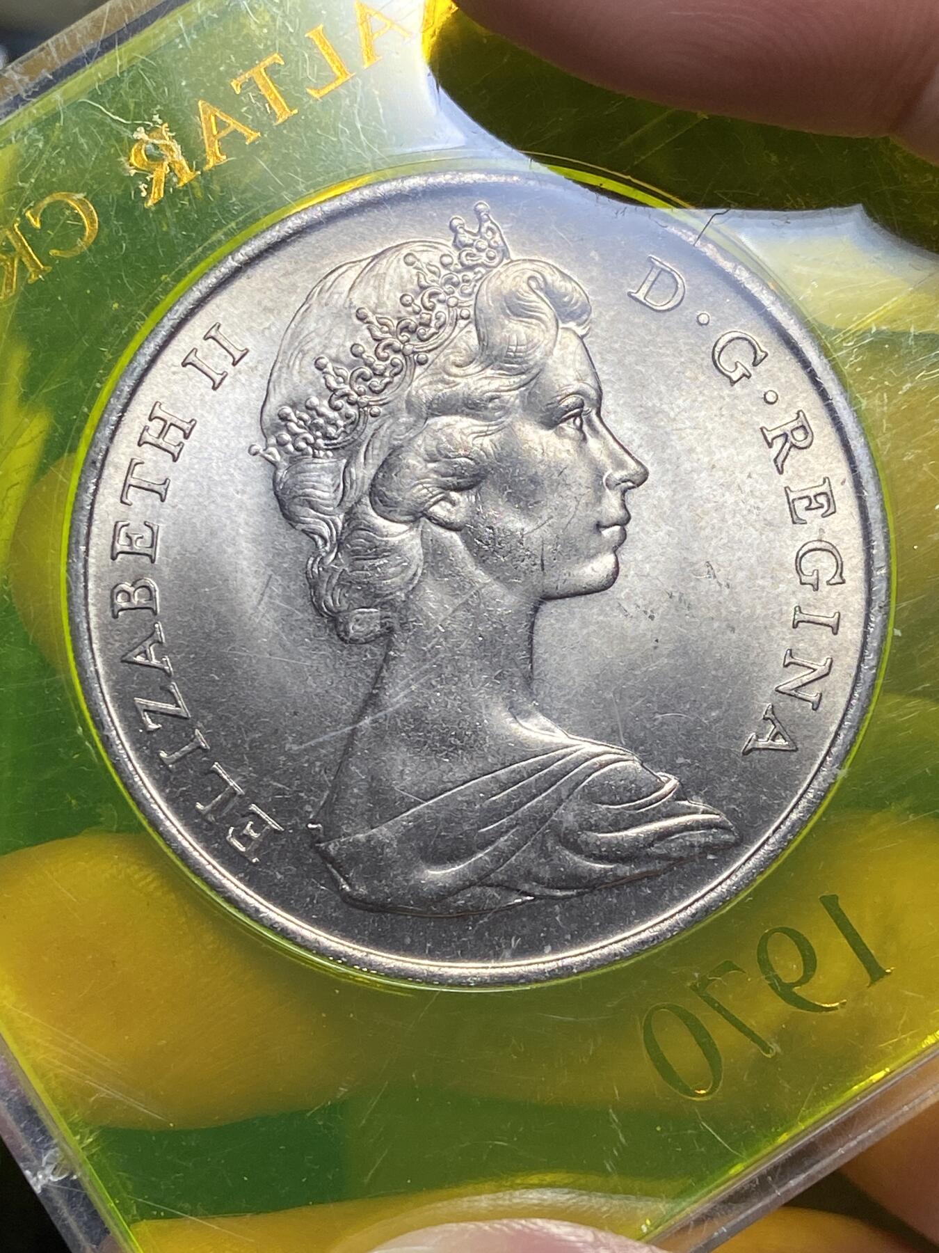 2025年第六十四场(总第九十场）外国好品散币(免佣金) 原盒好品–英属直布罗陀🇬🇮1970年1克朗大币(伊丽莎白二世时期，关门年)