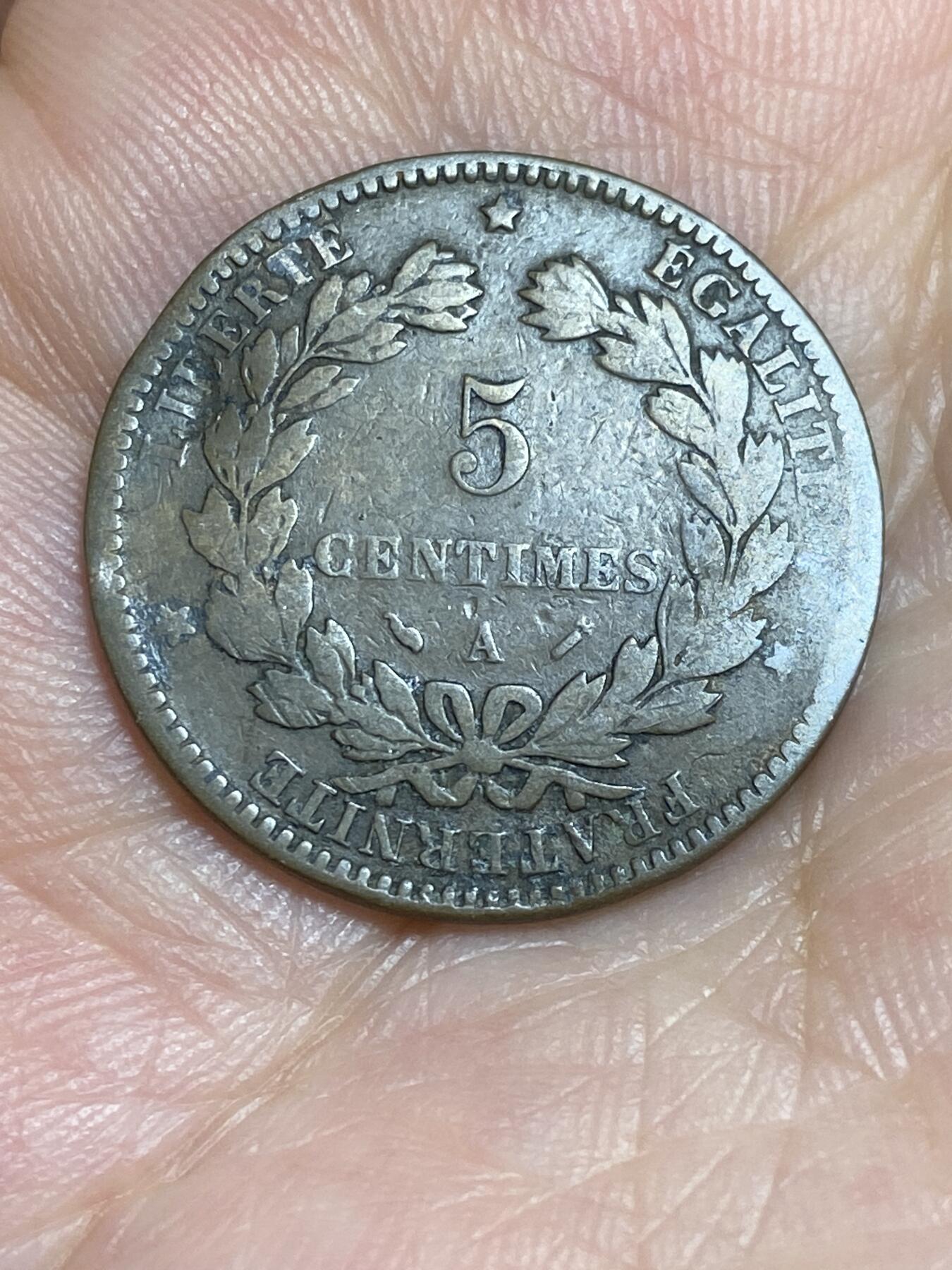 2025年第六十四场(总第九十场）外国好品散币(免佣金) 法国🇫🇷1896年5分(第三共和国时期，A标巴黎造)