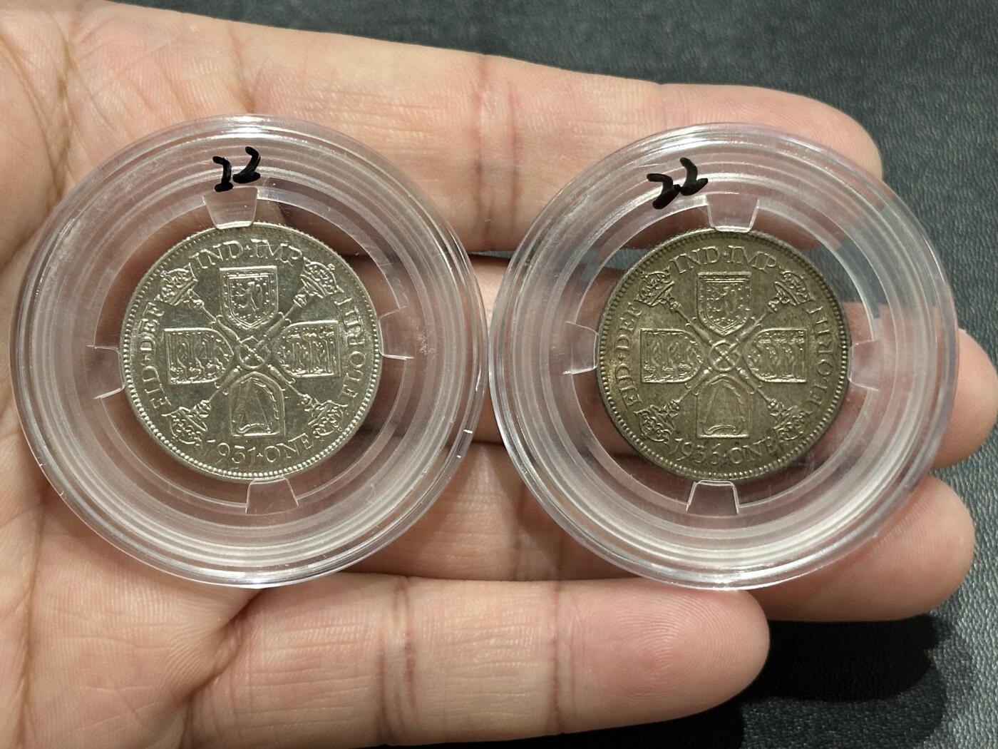 《外钞收藏家》第五百四十六期（本期有精品银币、以及稀少裸币和热门评级币）（本平台长期征集拍品、欢迎藏友们联系合作） 1931和36年乔治五世 2先令银币 2枚一起