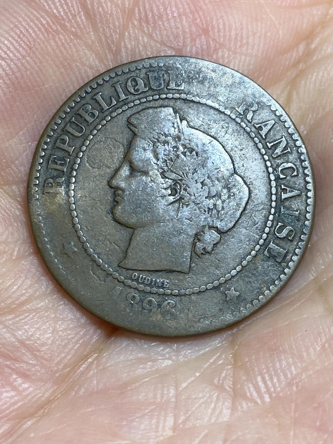 2025年第六十四场(总第九十场）外国好品散币(免佣金) 法国🇫🇷1896年5分(第三共和国时期，A标巴黎造)